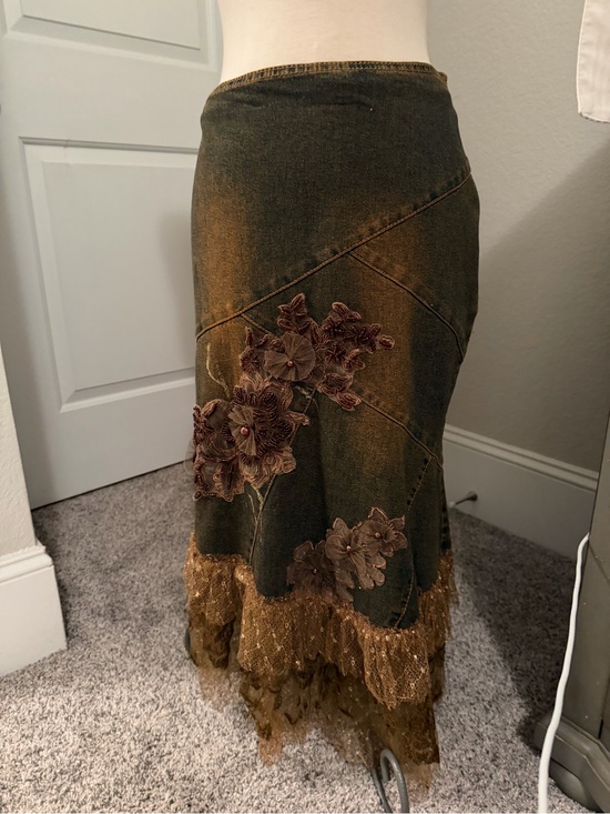 & Other Stories Dresses & Skirts - Denim Lace Floral Appliqué Skirt